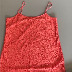 Coral lace front cami